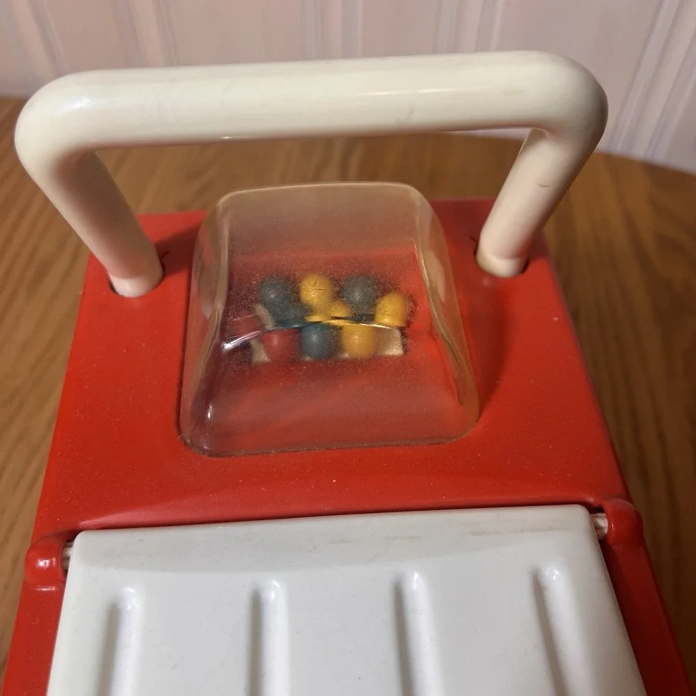 Vintage Playskool Pop N Ride Van 1970s Red Push Ride On Popper Toy